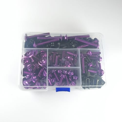Image of 210pcs Motorcycle Fairing Bolts Kit for Sportbike Purple | Aluminum M5 M6 Screws Rubber Well Nuts Fasteners for Fairing Windshield , Replacement for Yamaha Kawasaki BMW Suzuki Honda