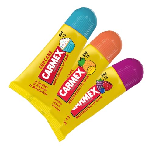 Carmex Minis Scented Lip Balms (Pack of 3 x 5 g each) - Soft, Protected Lips with SPF 15, Clear, 3 count (Pack of 1)