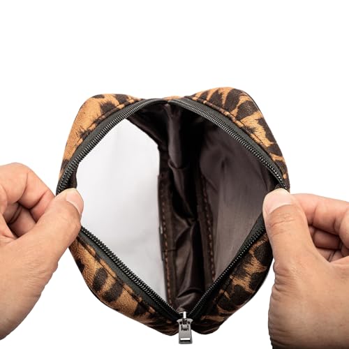 Leopard Print Clear Makeup Bag Travel Cosmetic Case Transparent Toiletry Bag with Zipper, Portable Make Up Organizer Traveling Compact Car Bag for Essentials (Brown)4