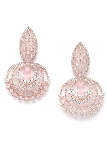 Image of Karatcart Women Silver Plated Blue American Diamond Studded Jhumki Earrings