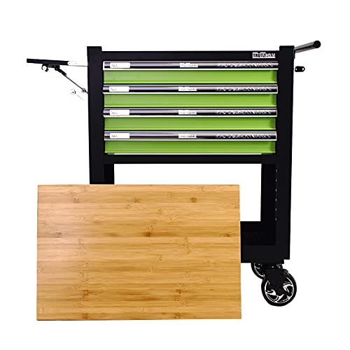 Werkstattwagen Profi Compact Massive Holzplatte mit 4 Schubladen inkl. Stauraum leer + Werkzeugkiste Werkstattwagen Aufsatz 4 Schubladen leer – Bild 5