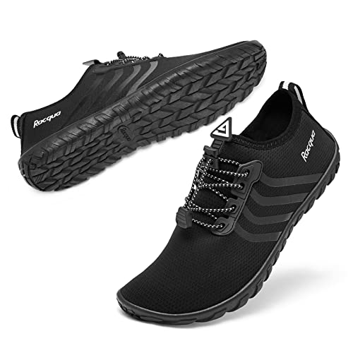 Racqua Men&Women Quick-Dry Aqua Socks For Hiking Surf Diving Sport Water Shoes Breathable Pool Beach Swim Shoes Black 8.5W/7.5M thumb #2