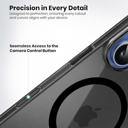 Image of Elzzi Anti Scratch Semi Translucent Cover for iPhone 16 Case, Premium PC + TPU Magnetic Phone Cases Drop Proof, Compatible with Magsafe Slim Never Yellowing Shockproof
