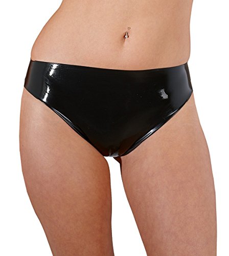 Slip latex femme noir taille L pour vos soirées privées et shooting