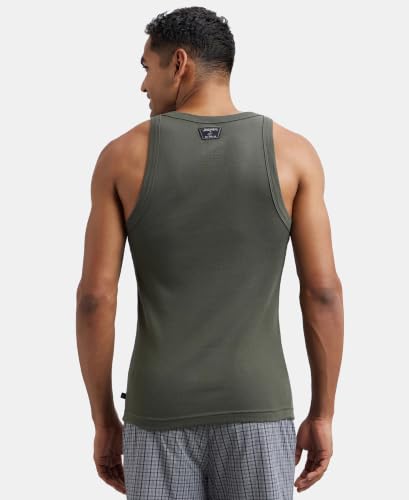 Image of Jockey US26 Men Super Combed Cotton Rib Square Neck Gym Vest