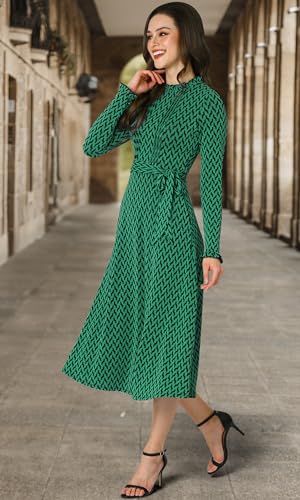 Image of KOH KOH Womens Long Sleeve Semi Formal Work Elegant Pockets Mini Midi Dress