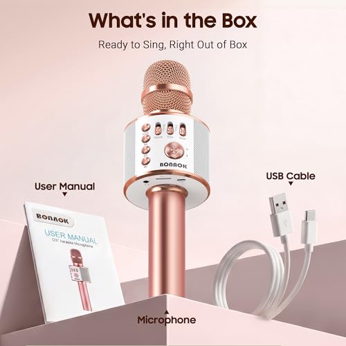 BONAOK Wireless Bluetooth Karaoke Microphone,3-in-1 Portable Handheld Karaoke Mic Speaker Machine Home photo 6