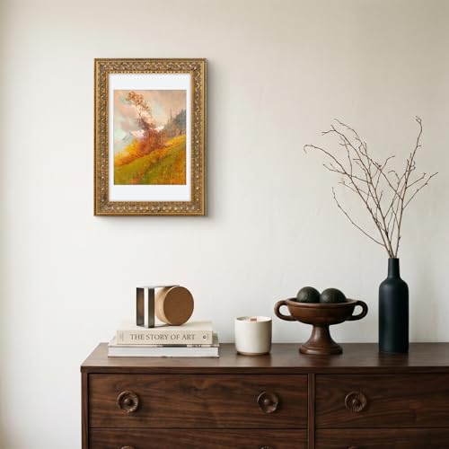 Image of Golden State Art, 8X12 Ornate Finish Photo Frame With White Mat for 7X9 Picture & Real Glass, Color: Bronze