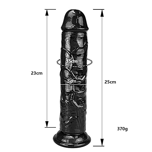 Grote zwarte penisdildo, 25cm xxl realistische enorme dildo met speen groot voor handsfree spelen didlo G-spot anale simulatie, seksspeeltjes voor vrouwen extreem - Afbeelding 3