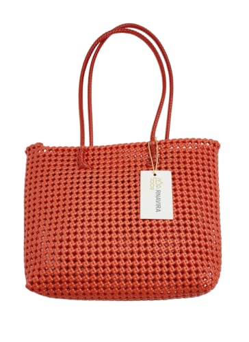 Image of ARNAVIRA Handmade Multipurpose Wire Bag (Koodai) Used as Lunch Bag, Shopping, Grocery, Tote Bag, Picnic Bag, Return Gift Bag (33x15x29 CM) (Red)