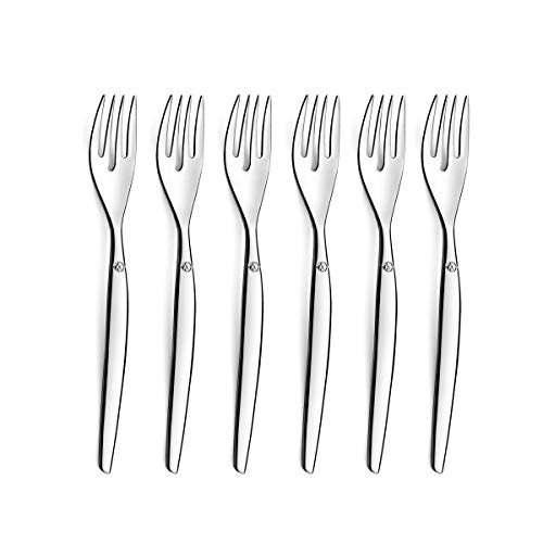 LOU LAGUIOLE - Lot de 6 fourchettes à gâteau - Jet - Acier inoxydable 18/0, Finition Miroir - Longueur 140 mm