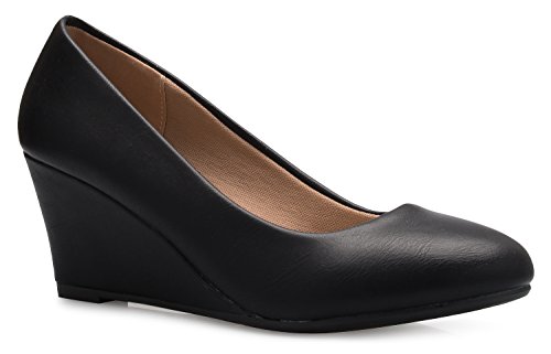 Olivia K Women's Adorable Low Wedge Heel Shoe - Easy Low Pumps
