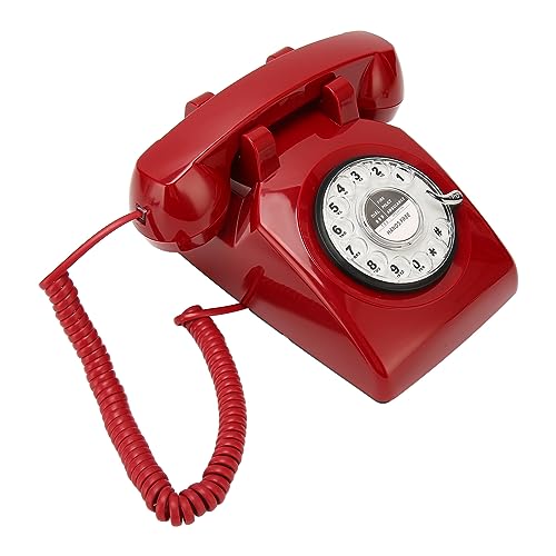 Teléfono fijo giratorio retro vintage rojo miniatura 7