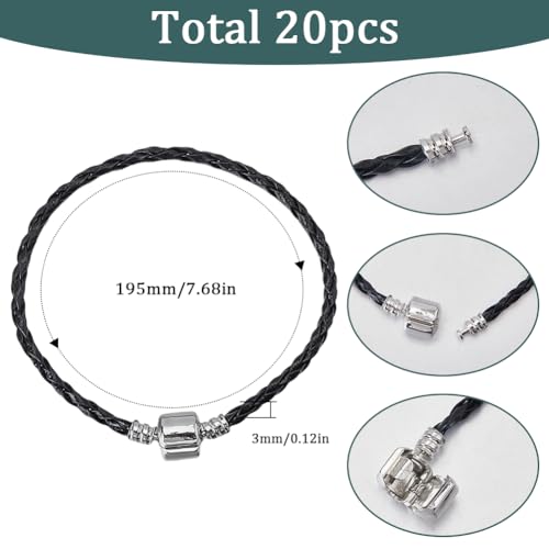 Pulsera trenzada de cuero sintético de PU con resistente cierre de cadena extendida 3