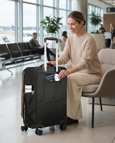 Image of LUGGEX Expandable Softside Carry On Suitcase, Black, 21 inch