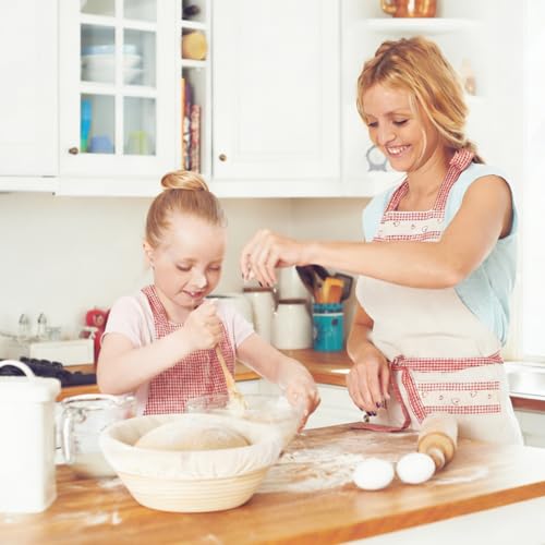 RDTOK 2 Stück Leinentuch Brot Backen 25cm, Bäckerleinen für Gärkörbchen Rund, Teigtuch für Gärkorb & Teigzubereitung, Natürliches Baumwolle Leinentuch für Gärkorb, Brot Backen Zubehör für Sauerteig