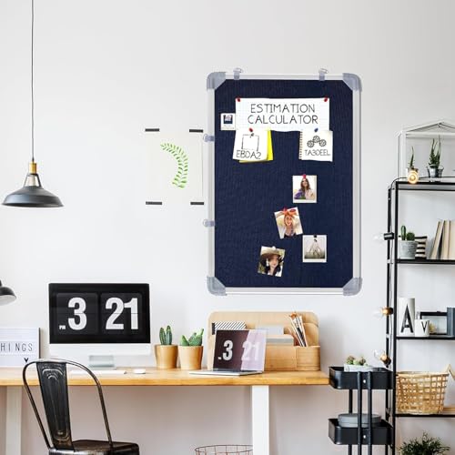 Image of Notice Board with High Resilience Foam Fabric | Soft Board /Pin Up Board /Bulletin Board for Office, School & Home | Durable Display Board for Notes, Photos & Reminders (Blue, 1 X 2)
