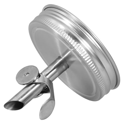 TEHAUX Coperchio Beccuccio per Barattolo in Acciaio 304 Apertura e Chiusura Automatica Compatibile Bottiglie da 70 MM Accessorio per Versare Olio Aceto e Salse in Cucina