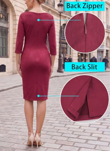 Image of VFSHOW Womens Work Business Office Zipper Up Slim Bodycon Sheath Dress