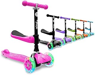 3StyleScooters RGS-0 Kids 3 Wheeled Scooter, Light Up Wheels, Removable Seat, Lightweight and Foldable, Ages 2+