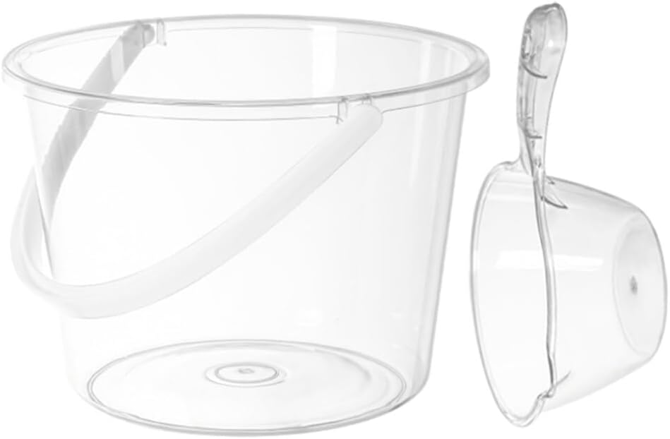 Large Capacity Clear Plastic Water Bucket with Handle and Lid Multipurpose Foot Wash Basin and Water Scoop for Bathroom Kitchen and Outdoor Use