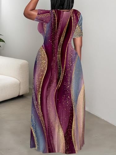 Image of Plus Size Maxi Dresses for Curvy Women T-Shirt Summer Sun Dresses Loose Fit