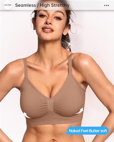 OEAK Bralettes for Women with Support Comfortable Wireless Bras Seamless Bralette No Underwire Bra Cute Everyday Tshirt Bras Sienna XXL3
