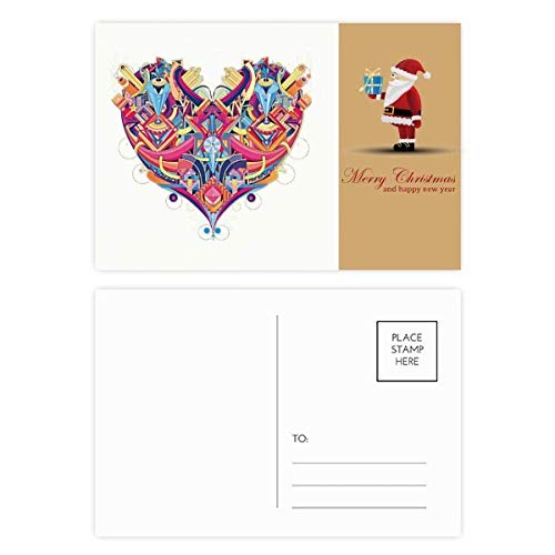 Cartes postales en cœur et Père Noël géométrique en papier cartonné rigide premium