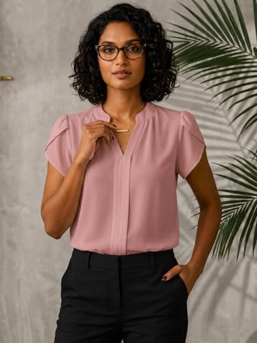 Image of Keiraa Women Blouse Half Sleeves Office Lady Shirt Women Tops