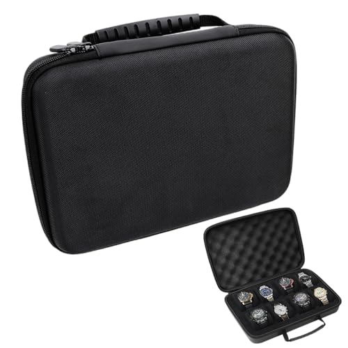Image of ZORBES Watch Travel Case, 8 Slots Watch Foam Watch Pillows, EVA Hard Shell Anti-Collision Protective Case with Handle, Form-Fitting Protective Case for Valuable Wrist Watch