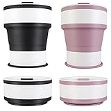 JOYRSES Silikon-Faltbecher, faltbarer Kaffeebecher, Reise-Campingbecher, mit versiegeltem Deckel...