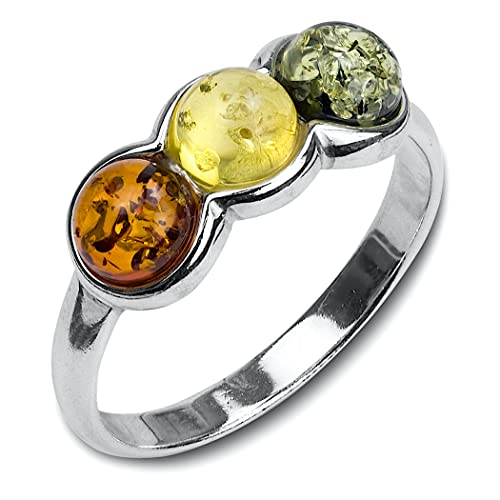 Ian and Valeri Co. Multicolor Amber Sterling Silver Triple Round Ring