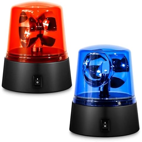 QCDENG 1 Set Red & Blue 360 Degree Rotating Strobe Light, Flashing Police Light Disco Bar Party Decorative Light Cover