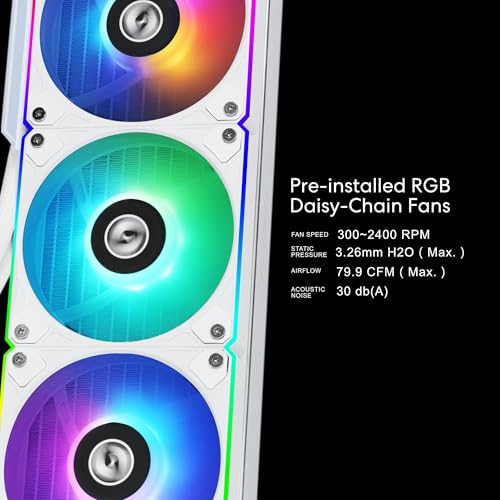 Image of Lian Li Hydroshift 360 AIO - Pre-Installed 3 x ARGB Fans - Side-Mounted Coolant Pathway - 2.88 inch LCD Screen - 480 x 480 Resolution - Captured Screenshots or Recorded Videos - White (HSLCD36RW)