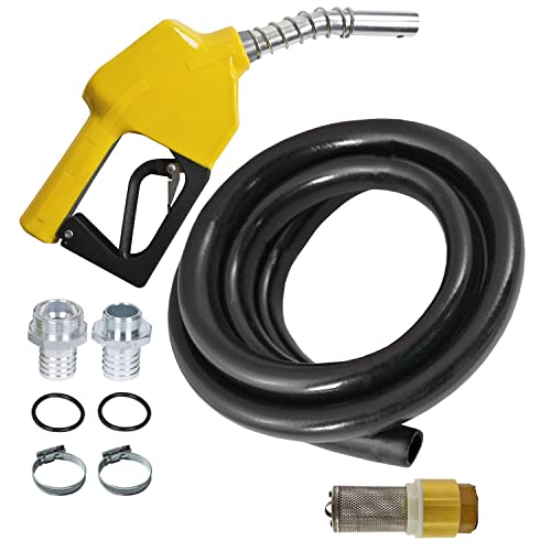 Zapfpistolen Set - für Dieselpumpe Biodiesel Heizölpumpe Ölpumpe Kraftstoffpumpe Wasserpumpe Tauchpumpe Brunnenpumpe Pumpe - Gummi Schlauch 6 m, Rückschlagventil Automatik-Zapfpistole