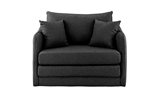 Sofamania Modern Soft Linen Fabric Modular/Convertible Sleeper Chair (Dark Grey) - Thumbnail 3