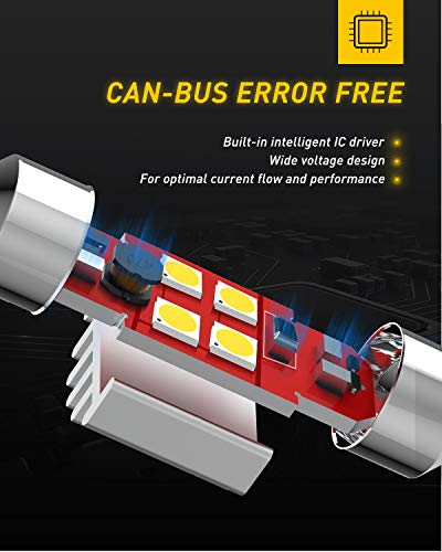 Image of AUXITO CANBUS Error Free 31mm (1.25 inch) DE3175 DE3021 Festoon LED Bulbs 3030 Chipset 6000K White LED Replacement for Interior Map Dome and Exterior Marker License Plate Lights(Pack of 4)