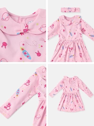 Image of Nautinati Baby Girls 100% Cotton Peterpan Collar Printed Dress | Age 0-3 Years