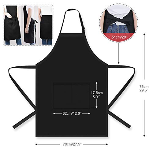 BoloShine Keukenschort, waterdichte kookschort chef-kokschorten, verstelbare werkschorten met zakken voor thuis, restaurant, ambacht, tuin, barbecue, school, koffiehuis, katoenen schort voor dames heren - Image 3