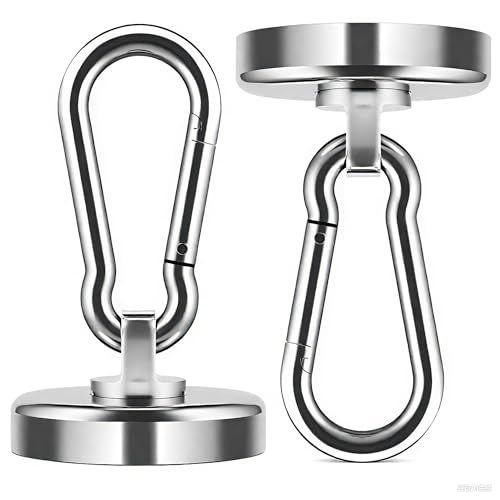 Grtard Magnethaken Extra Stark Schwarz 50 kg, 2er Set Magnetische Haken mit Neodym Magnet, Drehbarer Magnet Haken für Spind Organizer, Werkstatt & Camping