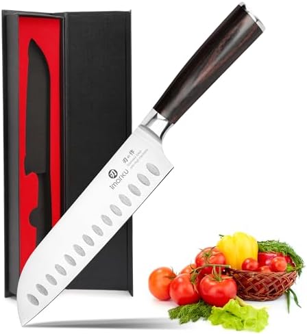 imarku Chef Knife 7 Inch Kitchen Knife Ultra Sharp Santoku Knife ...
