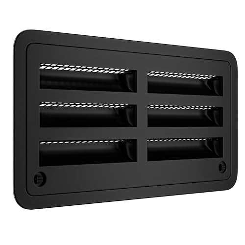 Leisure Coachworks RV 20 Refrigerator Upper/Lower Side Wall Vent with Mesh Insect Screens for Campers Trailers (Black)