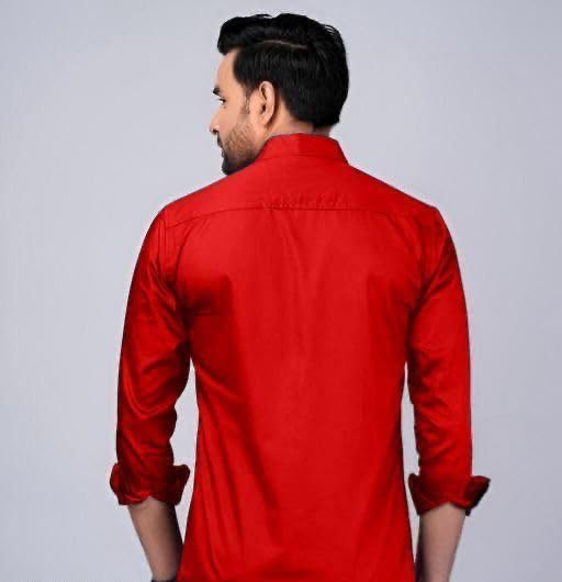 Image of Men's Casual Cotton Blend Shirt | Regular Fit | Full Sleeve | Solid Design