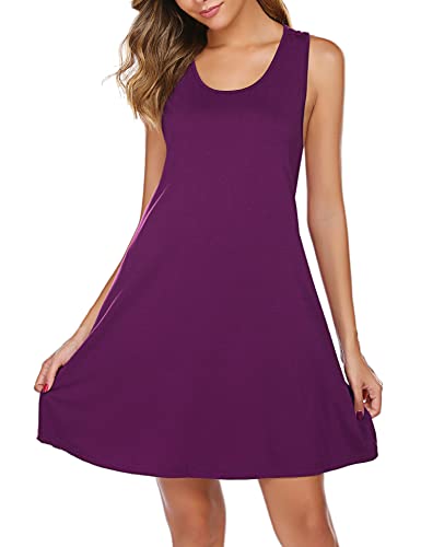 Avidlove Women Sleepwear Cotton Chemise Nightgown Racerback Sleep Tank Dress Sleeveless Nightgowns Purple Red #TOP2