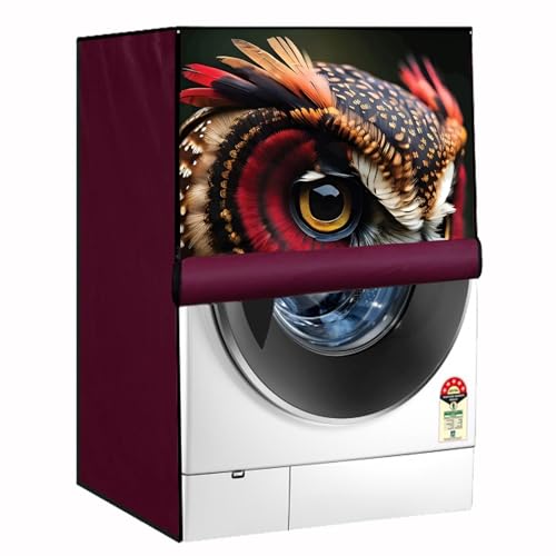 Image of Waterproof 9Kg Front Load Fully Automatic Washing Machine Cover compatible for lg /ifb /godrej /lloyd /bosch & etc Washing Machine (IFB9KMAROONOWLSC15FL04)