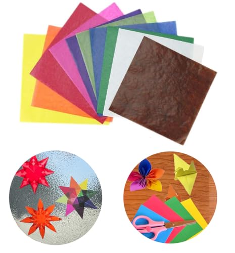 YABINA Kite Paper Assorted Colors 120 Sheets 6 Square Transparent Paper for Vibrant Origami for Making Window Stars Waldorf Stars (Inches 6)