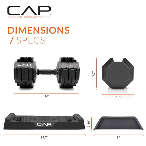 Image of CAP ADJUSTABELL Adjustable Dumbbell Weights - Singles & Pairs | 12.5 lb, 25 lb & 55 lb | Multiple Handle Options