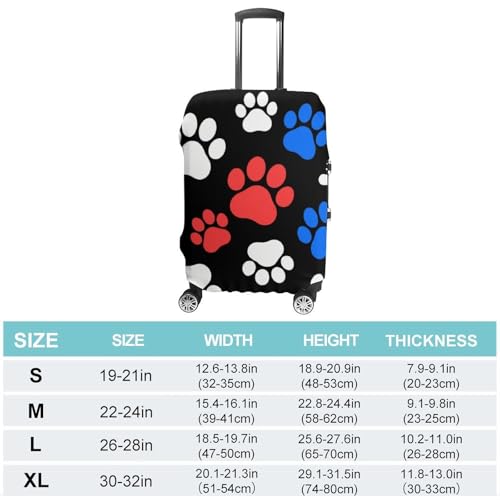 Red Blue White Dogs And Cats Paws Elastic Luggage Cover Suitcase Protector for 19-32 Inch Suitcases | Universal Stretchable Travel Bag Cover | Anti-Scratch, Washable with Zipper Closure M2