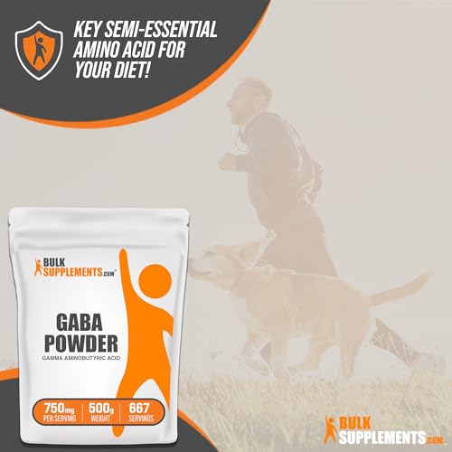 BULKSUPPLEMENTS.COM Gamma Aminobutyric Acid Powder - GABA Supplement, GABA 750mg, GABA Powder - Focus & Stress Supplements, Gluten Free, 750mg per Serving, 500g (1.1 lbs) - Thumbnail 4