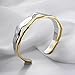 Desnuage Chunky Gold and Silver Cuff Bracelets Sterling Silver Two Tone Open Bangles Double Layer Irregular Wave Hammered Texture Bracelet for Women